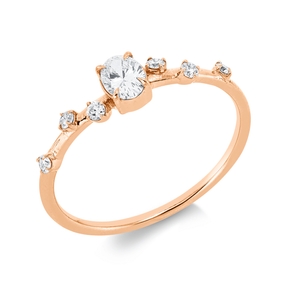 Ring aus 750 Gold Rotgold 7 Diamanten 0,33ct TW-SI B:4,5mm