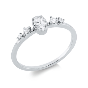Ring aus 750 Gold Weißgold 5 Diamanten 0,29ct TW-SI B:5,6mm