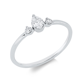 Ring aus 750 Gold Weißgold 3 Diamanten 0,25ct TW-SI B:5,2mm