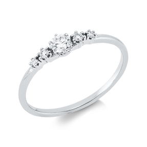 Ring aus 750 Gold Weißgold 5 Diamanten 0,2ct TW-SI B:3,5mm