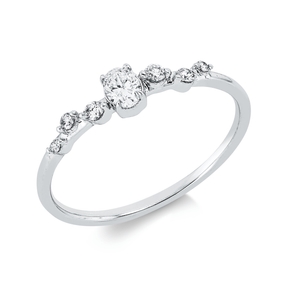 Ring aus 750 Gold Weißgold 7 Diamanten 0,21ct TW-SI B:3,8mm