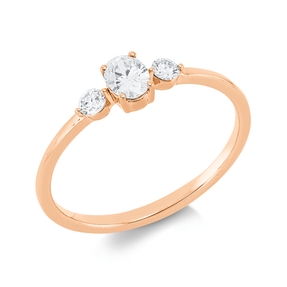 Ring aus 750 Gold Rotgold 3 Diamanten 0,34ct TW-SI B:4,5mm