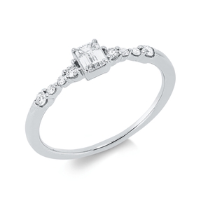 Ring aus 750 Gold Weißgold 9 Diamanten 0,33ct TW-SI B:4mm