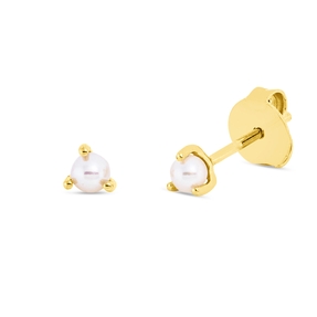 Ohrstecker aus 750 Gold Gelbgold 2 Süßwasser-Perlen 3mm weiß 3,5x4mm 3er-Krappe
