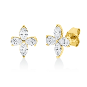 Ohrstecker aus 750 Gold Gelbgold 8 Diamanten 0,8ct TW-SI 10,2x8,2mm