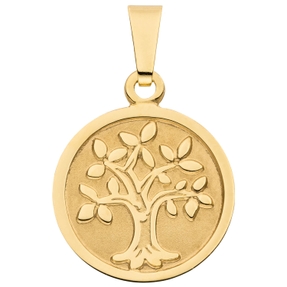 Kleiner Anhänger Baum Lebensbaum aus 333 Gold Gelbgold mattiert Ø 12,3mm Kleiner Anhänger Baum Lebensbaum aus 333 Gold Gelbgold mattiert Ø 12,3mm
