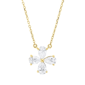 Collier aus 750 Gold Gelbgold 4 Diamanten Tropfen-Schliff 1ct TW-SI L:45cm