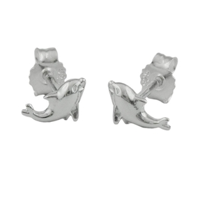Paar kleine Ohrstecker 8x4mm Delfine aus 925 Silber glänzend Kinder