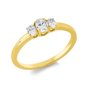 Ring aus 750 Gold Gelbgold 3 Diamanten 0,44ct TW-SI B:4,8mm