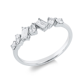 Ring aus 750 Gold Weißgold 7 Diamanten 0,49ct TW-VSI B:4,6mm