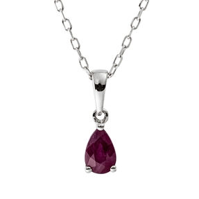Collier Tropfen aus 750 Gold Weißgold Rubin 0,51ct rot L:45cm 3er-Krappe