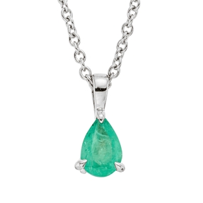 Collier aus 750 Gold Weißgold Smaragd 0,39ct grün L:45cm