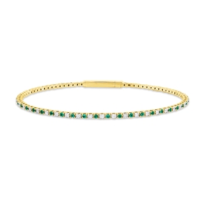 Armreif aus 750 Gelbgold 42 Smaragde 0,51ct grün 41 Brillanten 0,5ct TW-SI