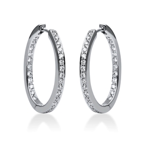 Creolen aus 750 Gold Weißgold 56 Brillanten 0,76ct TW-VSI 25x2mm Creolen aus 750 Gold Weißgold 56 Brillanten 0,76ct TW-VSI 25x2mm