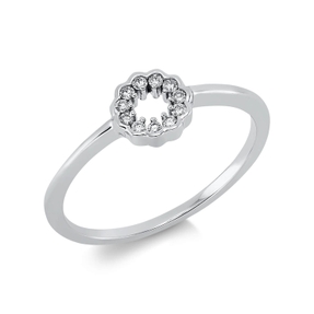 Ring aus 750 Gold Weißgold 11 Brillanten 0,08ct TW-SI Ø6,4mm