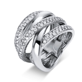 Ring aus 750 Gold Weißgold 125 Brillanten 1,53ct TW-VSI B:16,9mm
