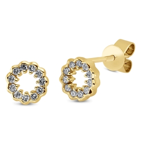 Ohrstecker aus 750 Gold Gelbgold 22 Brillanten 0,15ct TW-SI Ø6,2mm