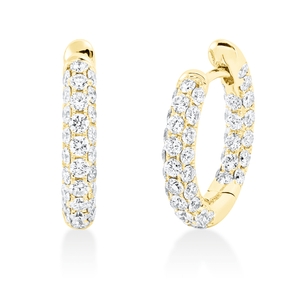 Pavé Creolen aus 750 Gold Gelbgold 94 Brillanten 1,74ct TW-VSI 17,3x3mm