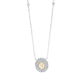 Collier aus 750 Gold gelb/weiß 41 Diamanten 1,02ct L:43cm 4er-Krappe