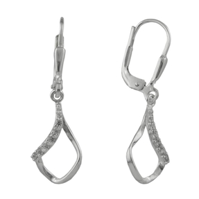 Paar Ohrhänger Ohrringe 30x9mm Rhombus gedreht mit Zirkonia 925 Silber