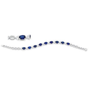 Armband aus 750 Weißgold 9 Saphire 7,94ct blau 99 Diamanten 1,21ct TW-SI L:17,8cm Armband aus 750 Weißgold 9 Saphire 7,94ct blau 99 Diamanten 1,21ct TW-SI L:17,8cm