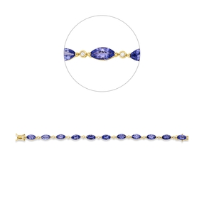 Armband aus 585 Gelbgold 11 Tansanite 11,38ct blau 11 Brillanten 0,18ct TW-SI