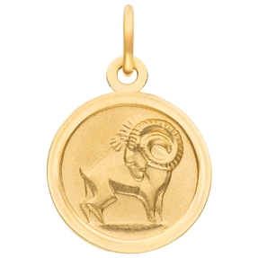 Anhänger Sternzeichen Widder aus 333 Gold Gelbgold mattiert rund Ø 12mm