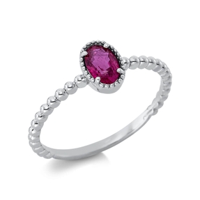 Ring aus 750 Gold Weißgold Rubin 0,61ct rot B:7,1mm 4er-Krappe