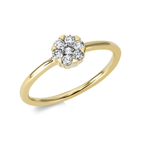 Ring Kreis 750 Gelbgold 6 Brillanten 0,17ct TW-SI 1 Brillant 0,08ct TW-SI Ø5,8mm