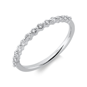 Halb-Memoire Ring aus 750 Weißgold 13 Brillanten 0,23ct TW-PI B:1,7mm