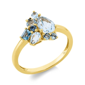 Ring aus 750 Gold Gelbgold 9 Saphire 1,78ct blau B:11,5mm