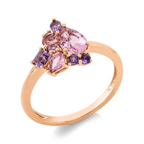 Ring aus 750 Gold Rotgold 9 Saphire 1,7ct pink B:11,8mm