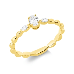Ring aus 750 Gold Gelbgold 3 Diamanten 0,26ct TW-SI B:4,6mm
