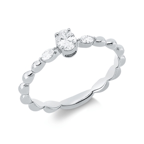 Ring aus 750 Gold Weißgold 3 Diamanten 0,26ct TW-SI B:4,6mm