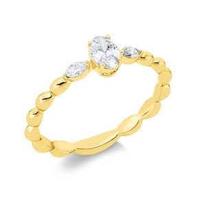 Ring aus 750 Gold Gelbgold 3 Diamanten 0,32ct TW-SI B:5,1mm