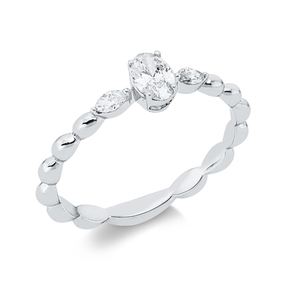 Ring aus 750 Gold Weißgold 3 Diamanten 0,32ct TW-SI B:5,1mm