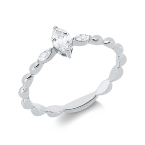 Ring aus 750 Gold Weißgold 3 Diamanten 0,25ct TW-SI B:6,2mm