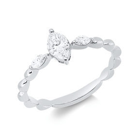 Ring aus 750 Gold Weißgold 3 Diamanten 0,43ct TW-SI B:7,3mm