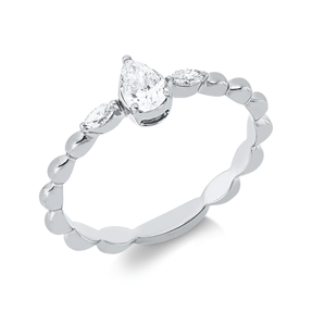 Ring aus 750 Gold Weißgold 3 Diamanten 0,32ct TW-SI B:5,8mm