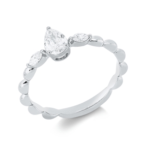 Ring aus 750 Gold Weißgold 3 Diamanten 0,42ct TW-SI B:6,4mm