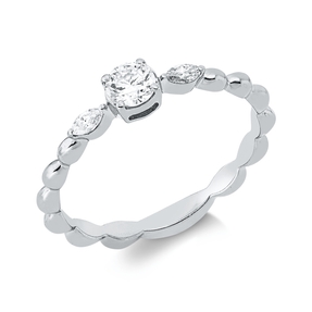 Ring aus 750 Gold Weißgold 3 Diamanten 0,3ct TW-SI B:4,1mm