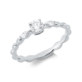 Ring aus 750 Gold Weißgold 3 Diamanten 0,39ct TW-SI B:4,1mm