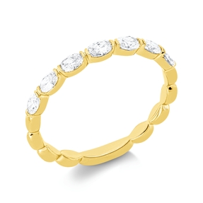 Ring aus 750 Gold Gelbgold 7 Diamanten Oval-Schliff 0,48ct TW-SI B:2,4mm