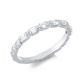 Ring aus 750 Weißgold 7 Diamanten Smaragd-Schliff 0,57ct TW-SI B:2,3mm