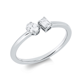 Ring aus 750 Gold Weißgold 2 Diamanten 0,32ct TW-SI B:4,3mm
