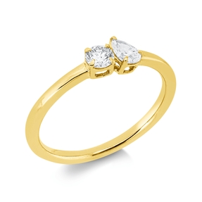 Ring aus 750 Gold Gelbgold 2 Diamanten 0,33ct TW-SI B:4,6mm