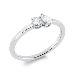 Ring aus 750 Gold Weißgold 2 Diamanten 0,28ct TW-SI B:4,6mm