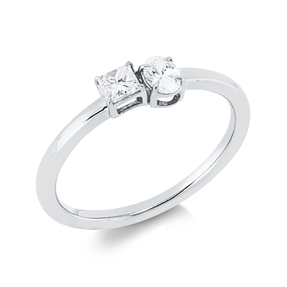 Ring aus 750 Gold Weißgold 2 Diamanten 0,31ct TW-SI B:4,4mm
