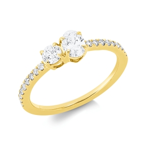 Ring aus 750 Gold Gelbgold 20 Diamanten 0,72ct TW-SI B:5,4mm
