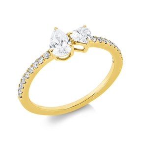 Ring Herz aus 750 Gold Gelbgold 20 Diamanten 0,72ct TW-SI B:6,2mm